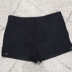 Free People‎ Black Eyelet Lace Button Up Black shorts size 8 Casual Comfy Chic